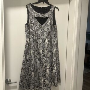 Torrid Black and Gray Patterned Midi Dress